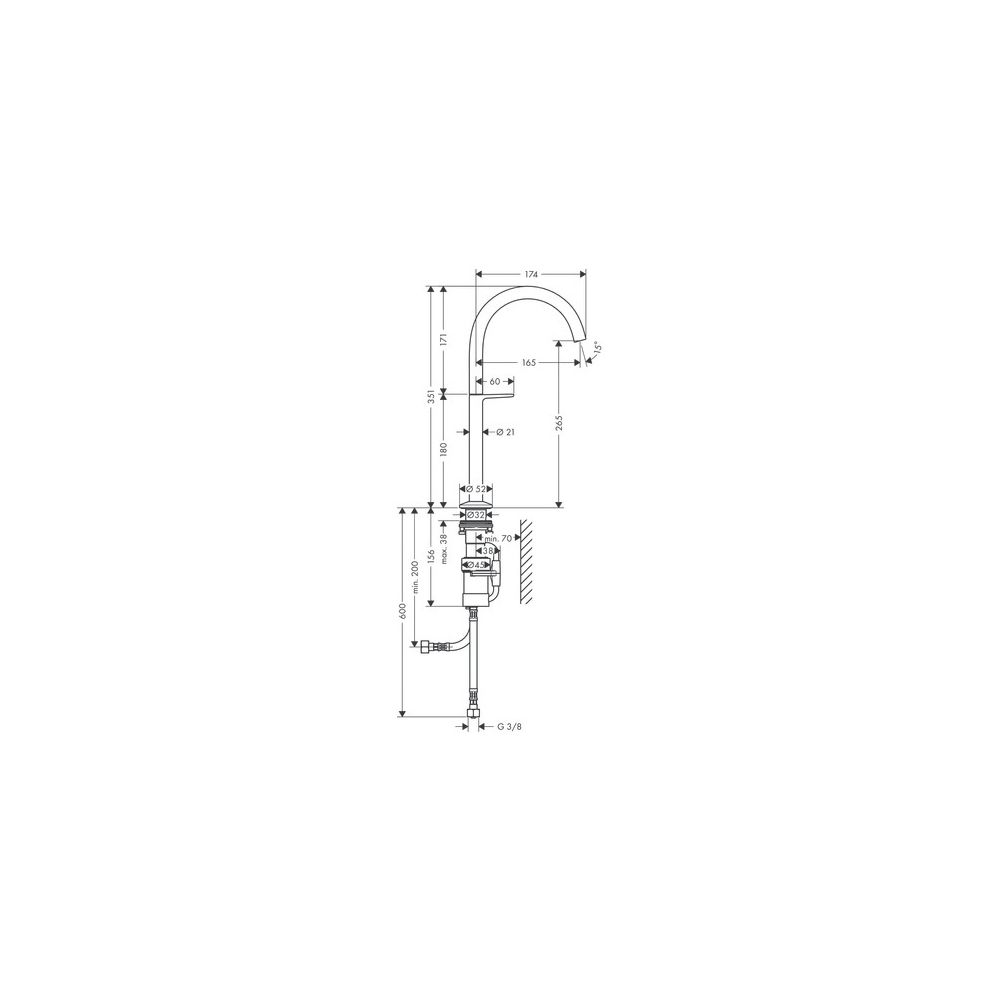 Hansgrohe AXOR One Waschtischmischer Select 260 für Aufsatzwaschtische, Push-Open A... HANSGROHE-48030330 4059625369203 (Abb. 3)