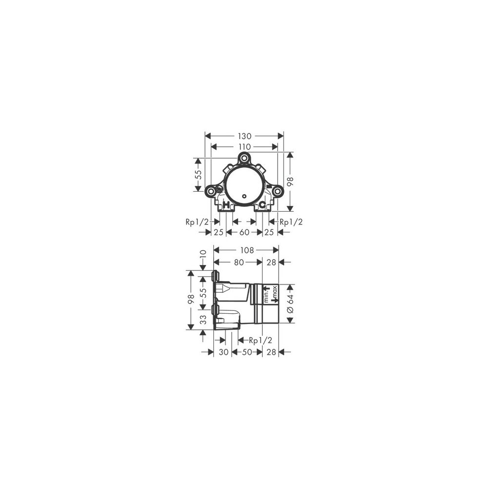 Hansgrohe AXOR Grundkörper für Waschtischmischer Unterputz für Wandmontage Select, ... HANSGROHE-13625180 4059625329764 (Abb. 3)