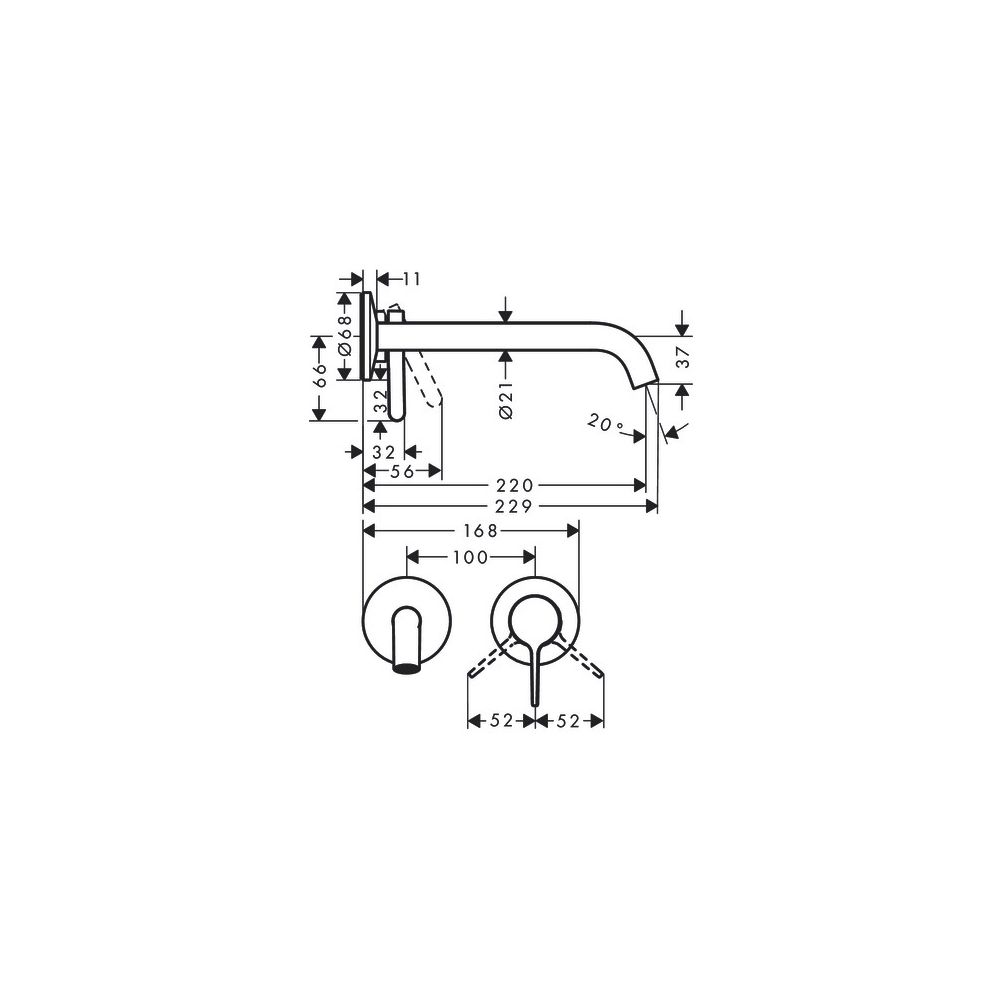 Hansgrohe AXOR One Einhebel-Waschtischmischer Unterputz, 5l/min, für Wandmontage, H... HANSGROHE-48120250 4059625369494 (Abb. 2)