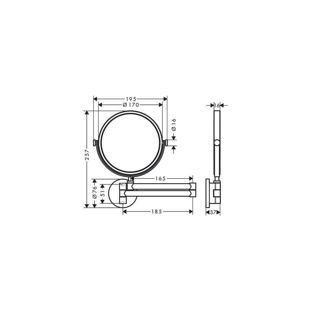 Hansgrohe AXOR Universal Circular Rasierspiegel, 5-fach Vergrößerung, neigbar, schw... HANSGROHE-42849990 4059625389119 (Abb. 2)