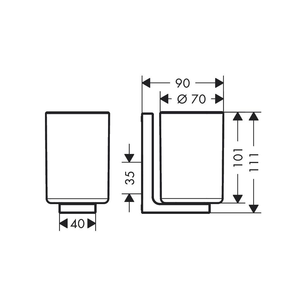 Hansgrohe AXOR Universal Rectangular Zahnputzbecher, 111x70x90mm, Metall/Glas, Matt... HANSGROHE-42604670 4059625422410 (Abb. 2)