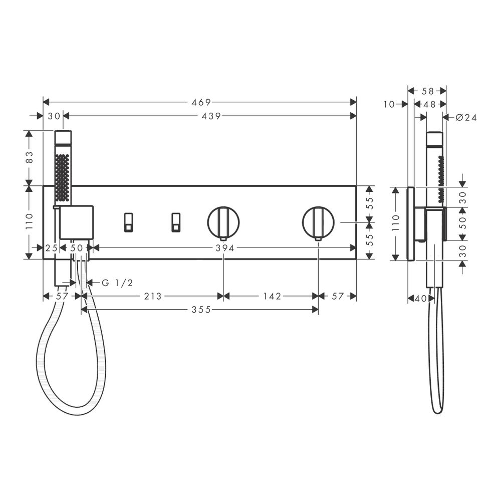 Hansgrohe AXOR ShowerComposition Thermostatmodul 470x110mm, Unterputz für 2 Verbrau... HANSGROHE-12571310 4059625500125 (Abb. 3)