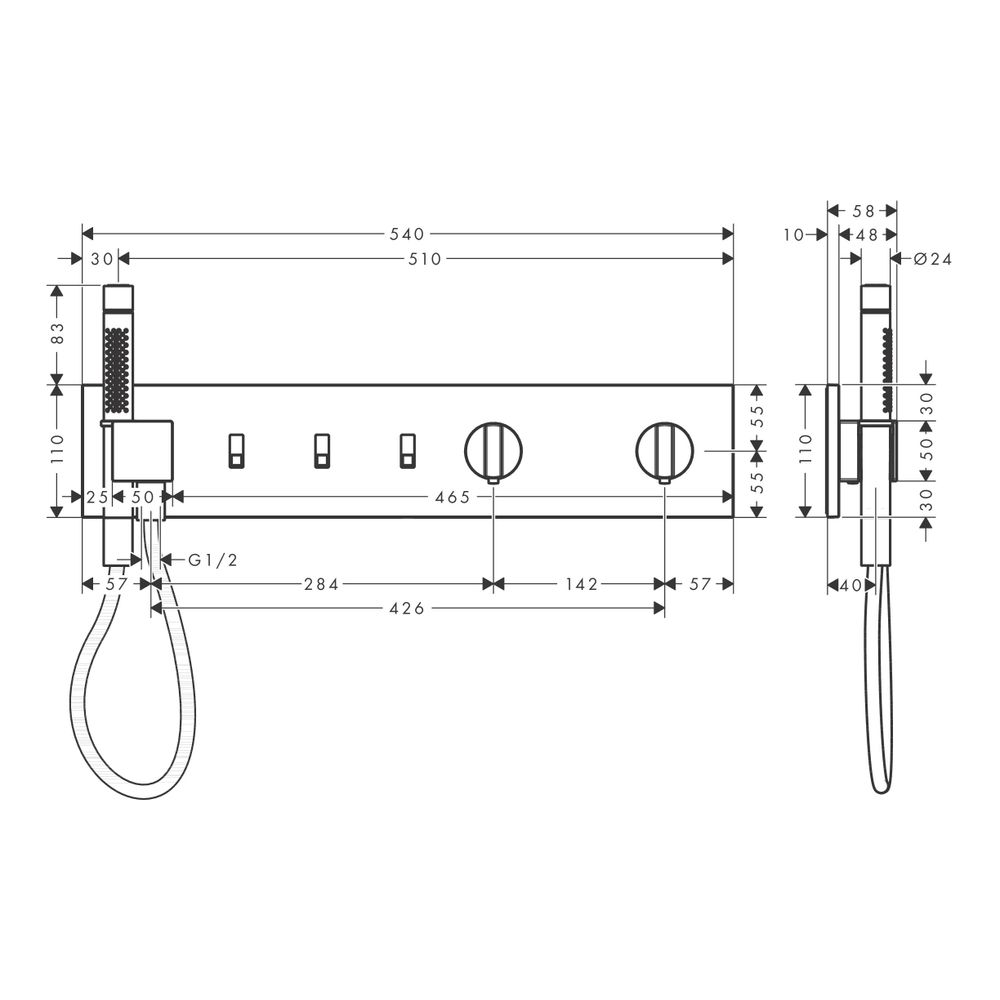 Hansgrohe AXOR ShowerComposition Thermostatmodul 540x110mm, Unterputz für 3 Verbrau... HANSGROHE-12572950 4059625500170 (Abb. 3)
