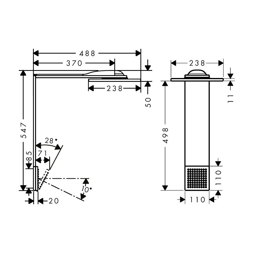 Hansgrohe AXOR ShowerComposition Brausenmodul, 21,6l/min, 250x250mm, 2jet, Schulter... HANSGROHE-12594250 4059625499801 (Abb. 2)