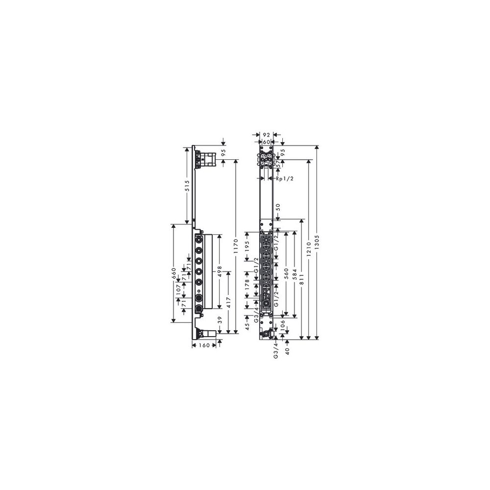 Hansgrohe AXOR ShowerComposition Grundkörper für Duschpaneel, 106-134mm Einbautiefe... HANSGROHE-12676180 4059625450178 (Abb. 2)