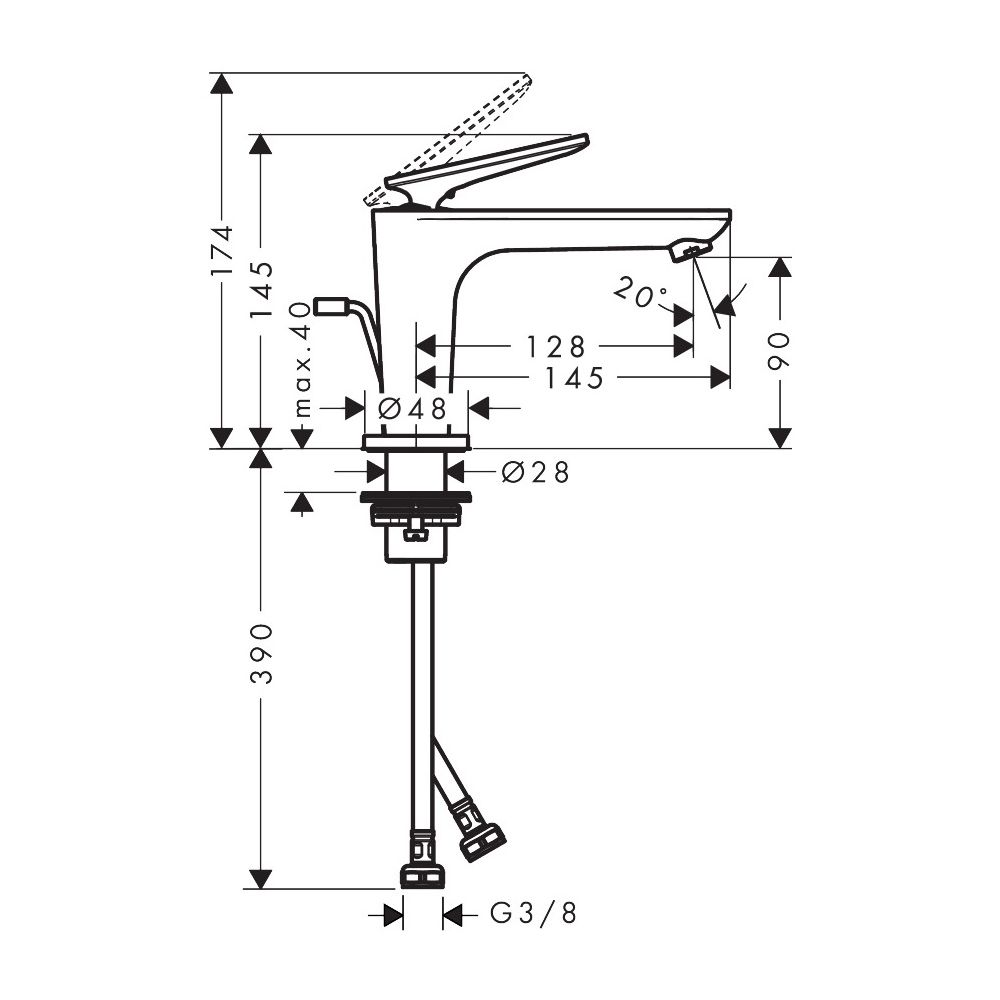 Hansgrohe AXOR Citterio C Einhebel-Waschtischmischer 90mm, CoolStart für HWB, ZugAb... HANSGROHE-49010000 4059625558409 (Abb. 3)