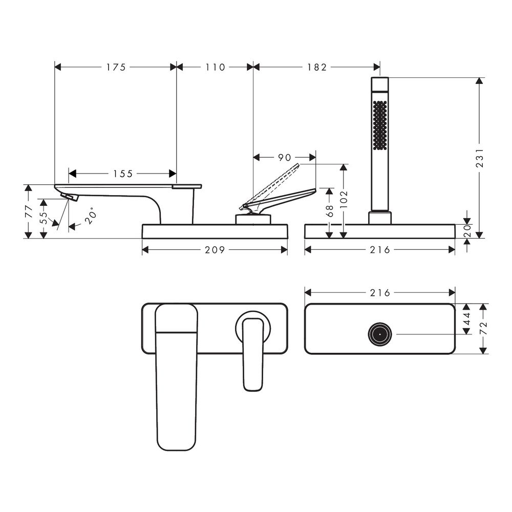Hansgrohe AXOR Citterio C 3-Loch Einhebel-Wannenmischer, Wannenrandmontage, sBox, C... HANSGROHE-49431310 4059625573556 (Abb. 3)