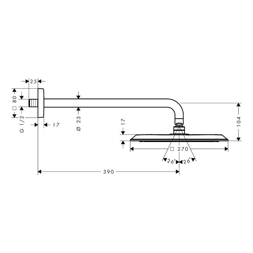 Hansgrohe AXOR Citterio C Kopfbrause 270x270mm, 1jet, EcoSmart, Brausearm, Brushed ... HANSGROHE-28791950 4059625574737 (Abb. 2)