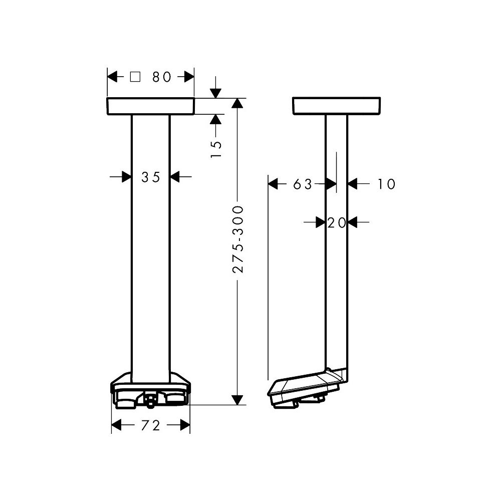 Hansgrohe AXOR ShowerSphere Deckenanschluss 300mm für Kopfbrause 2jet, Edelstahl Op... HANSGROHE-39768800 4059625638477 (Abb. 2)