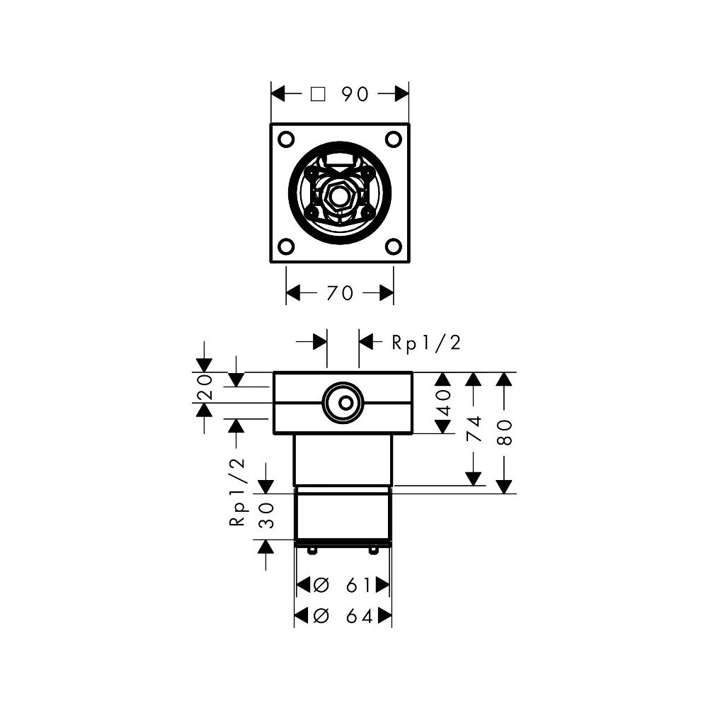 Hansgrohe AXOR ShowerSphere Grundkörper, 80-110mm, Rp 1/2", für Kopfbrause 2jet, De... HANSGROHE-39766180 4059625628003 (Abb. 3)
