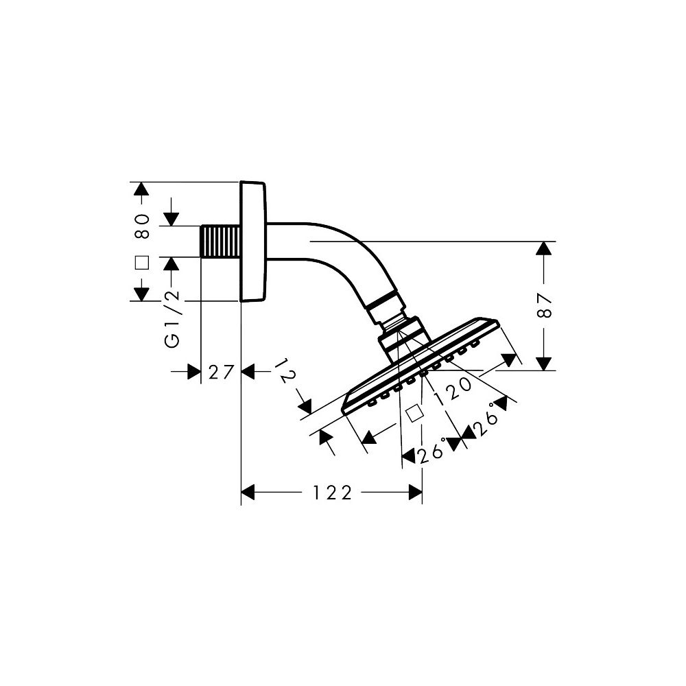 Hansgrohe AXOR Citterio C Kopfbrause 120x120mm, 1jet, EcoSmart, Brausearm, Brushed ... HANSGROHE-28810140 4059625758885 (Abb. 2)