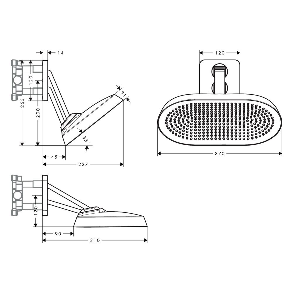 Hansgrohe AXOR ShowerSphere Kopfbrause, 11l/min, 370x220mm, 2jet, beweglichem Braus... HANSGROHE-39745800 4059625637494 (Abb. 2)