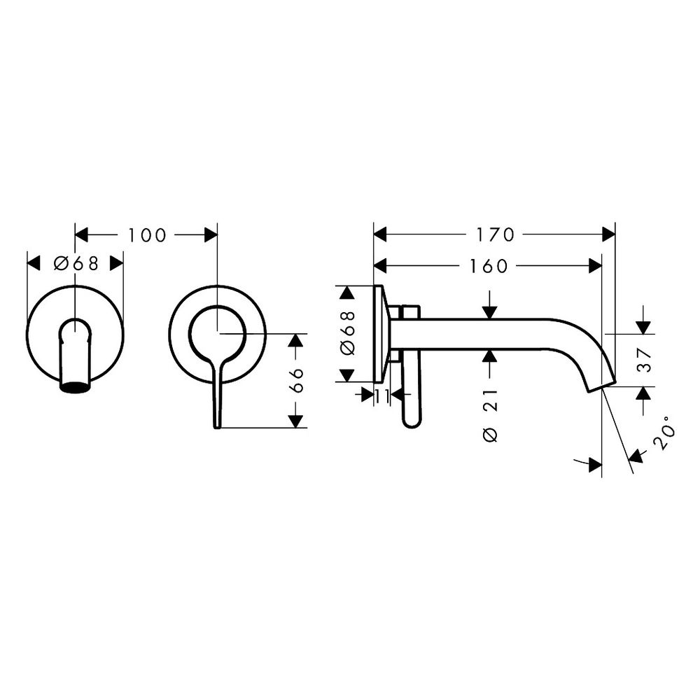 Hansgrohe AXOR One Einhebel-Waschtischmischer Unterputz, 5l/min, für Wandmontage, H... HANSGROHE-48170300 4059625746585 (Abb. 2)