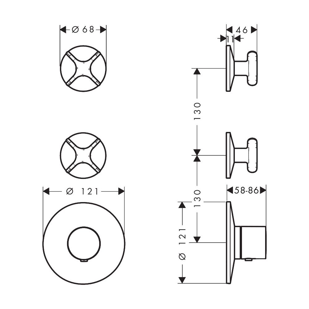 Hansgrohe AXOR One Thermostatmodul Unterputz, DN 20, für 2 Verbraucher, Kreuzgriff,... HANSGROHE-48712800 4059625745786 (Abb. 2)