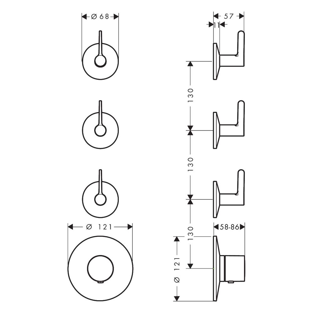 Hansgrohe AXOR One Thermostatmodul Unterputz, DN 20, für 3 Verbraucher, Hebelgriff,... HANSGROHE-48723950 4059625753019 (Abb. 2)
