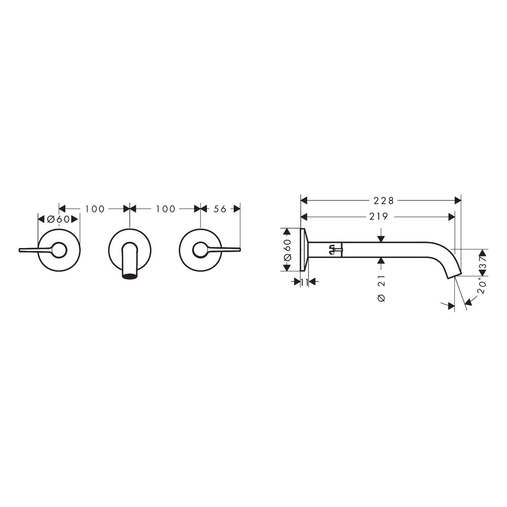Hansgrohe AXOR One 3-Loch Waschtischarmatur Unterputz, 5l/min, für Wandmontage, Aus... HANSGROHE-48160000 4059625717134 (Abb. 2)