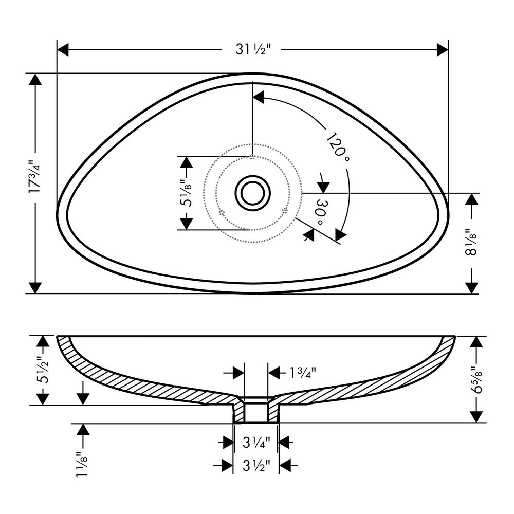 Hansgrohe Waschschüssel AXOR Massaud, Aufsatz, 144x450x800mm, Mineralguss, Weiß... HANSGROHE-42300000 4011097535302 (Abb. 5)