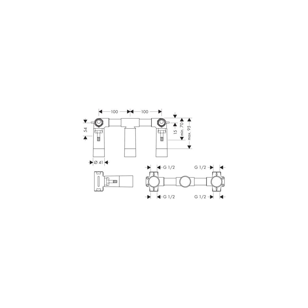 Hansgrohe AXOR Grundkörper für 3-Loch Waschtischarmatur Unterputz für Wandmontage, ... HANSGROHE-10303180 4011097342597 (Abb. 3)