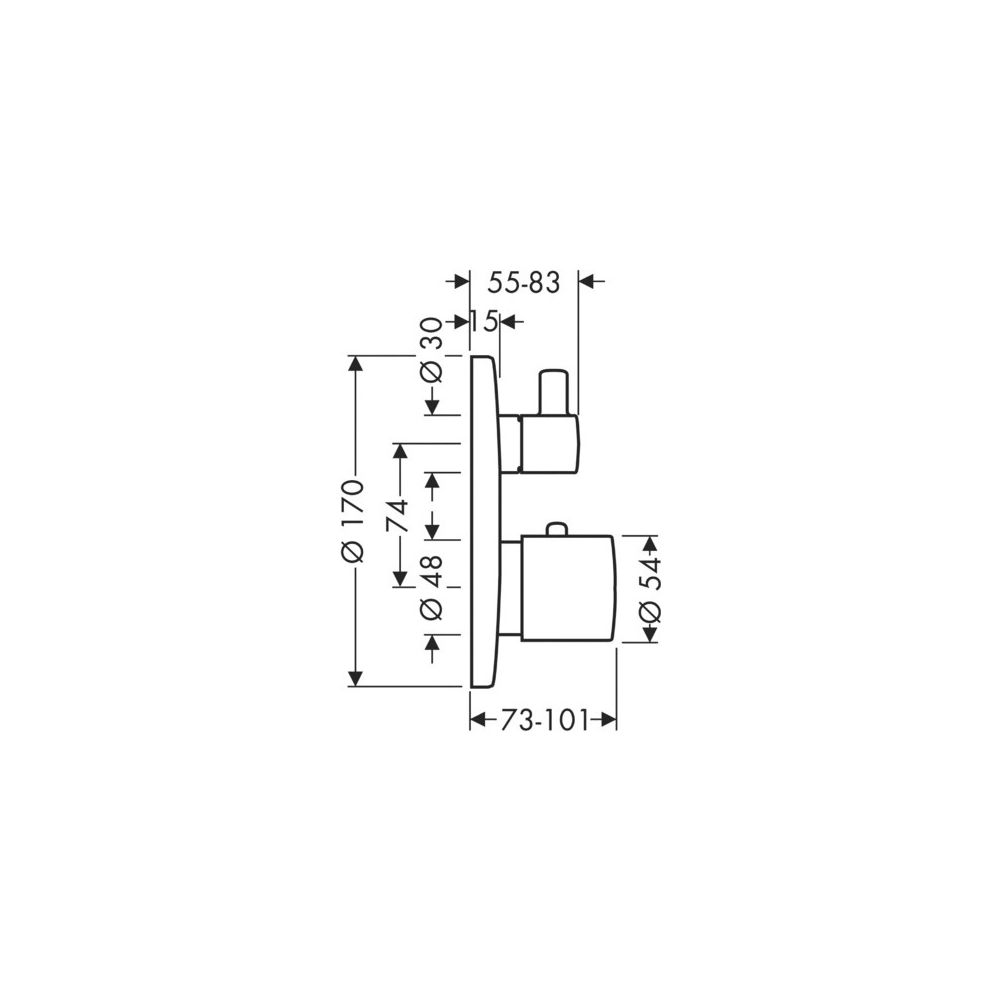 Hansgrohe AXOR Uno Thermostat Unterputz, 25l/min, Absperrventil, Edelstahl Optic... HANSGROHE-38700800 4011097912196 (Abb. 2)