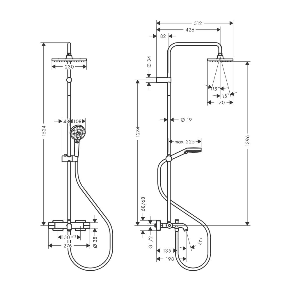 hansgrohe Showerpipe 230 1jet Vernis Shape chrom mit Wannenthermostat... HANSGROHE-26284000 4059625328958 (Abb. 2)