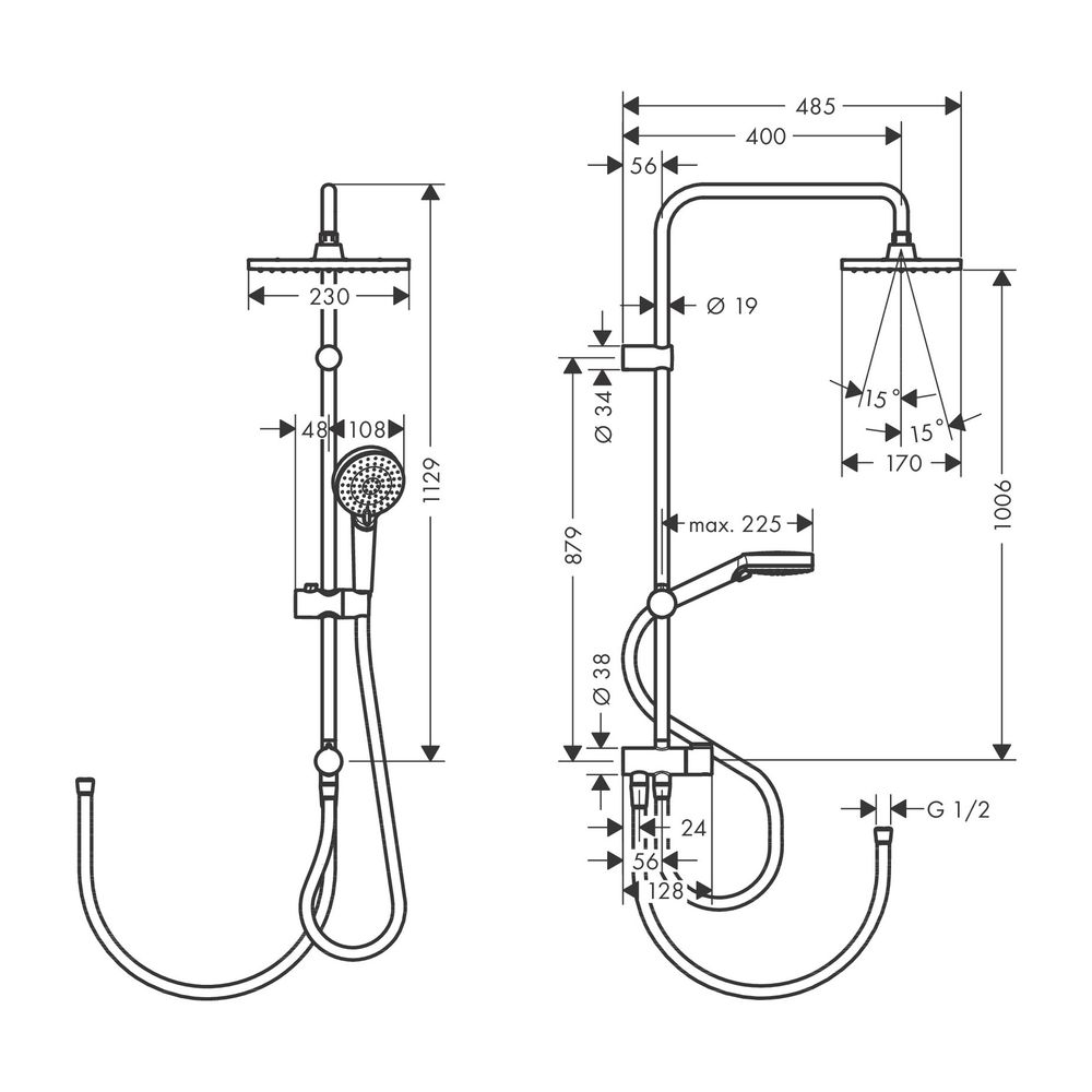 hansgrohe Showerpipe 230 1jet Vernis Shape Reno EcoSmart 15,9 l/min chrom... HANSGROHE-26289000 4059625339015 (Abb. 2)