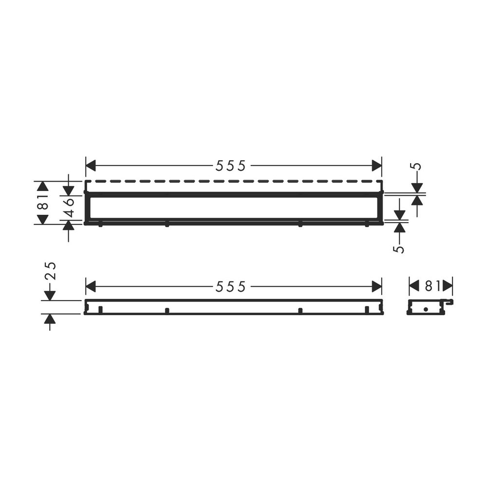 hansgrohe RainDrain Match Duschrinne 600mm mit höhenverstellbaren Rahmen mattschwar... HANSGROHE-56036670 4059625350515 (Abb. 2)