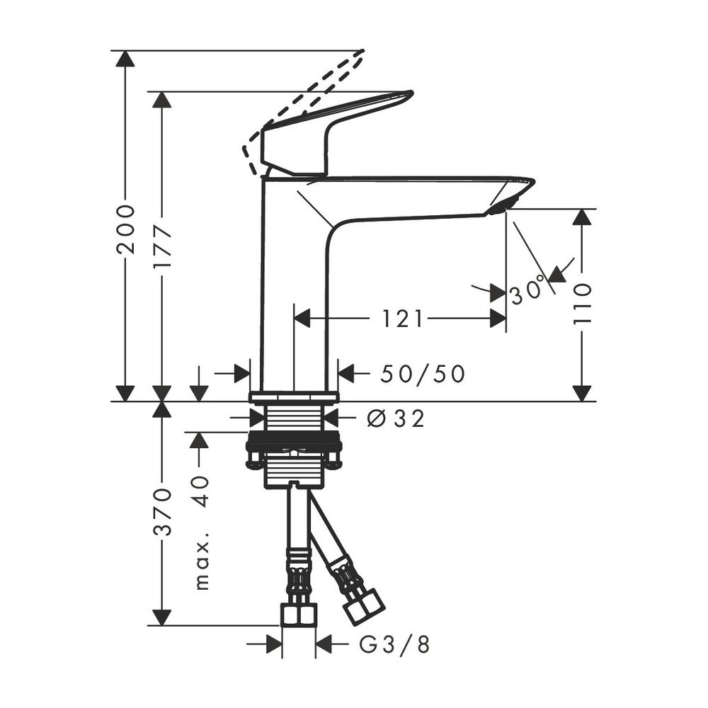 hansgrohe Waschtischmischer 110 Fine Logis mit Push-Open Ablaufgarnitur chrom... HANSGROHE-71252000 4059625356180 (Abb. 2)