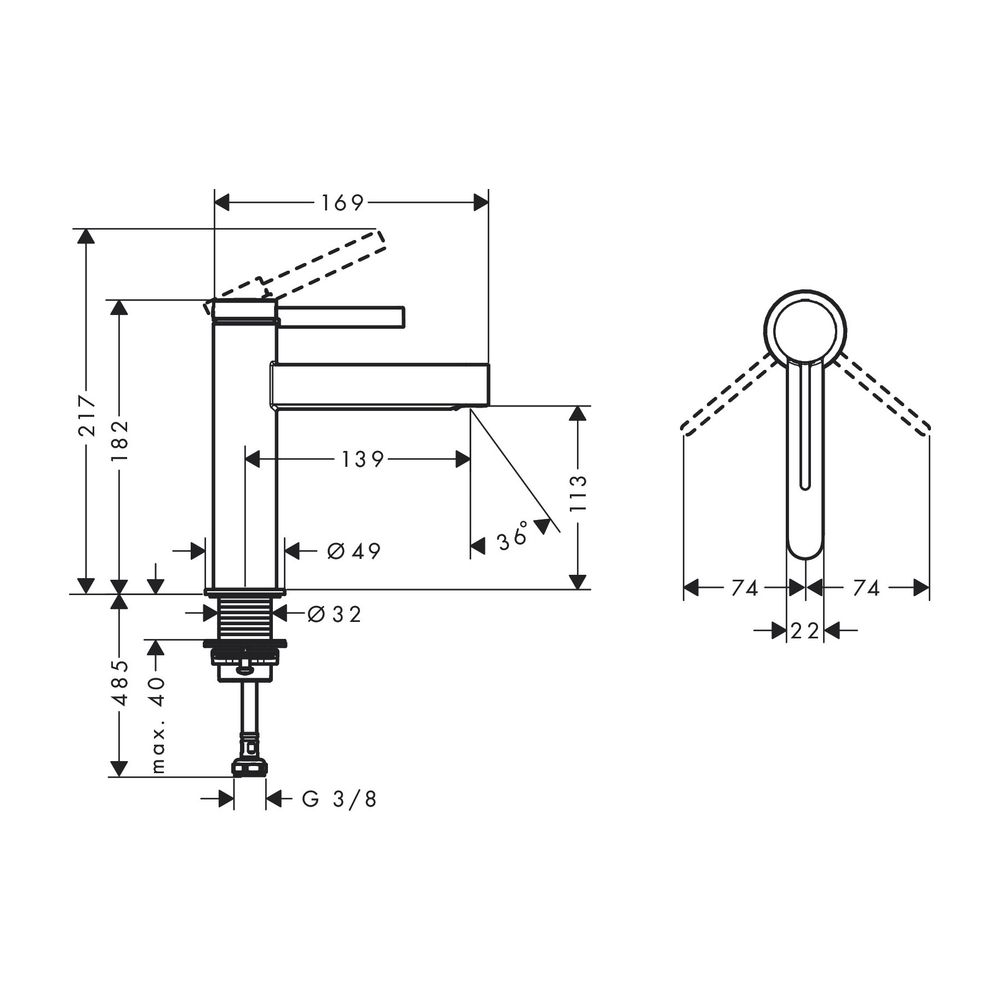 hansgrohe Waschtischmischer 110 Finoris mit Push-Open Ablaufgarnitur mattschwarz... HANSGROHE-76023670 4059625334409 (Abb. 2)