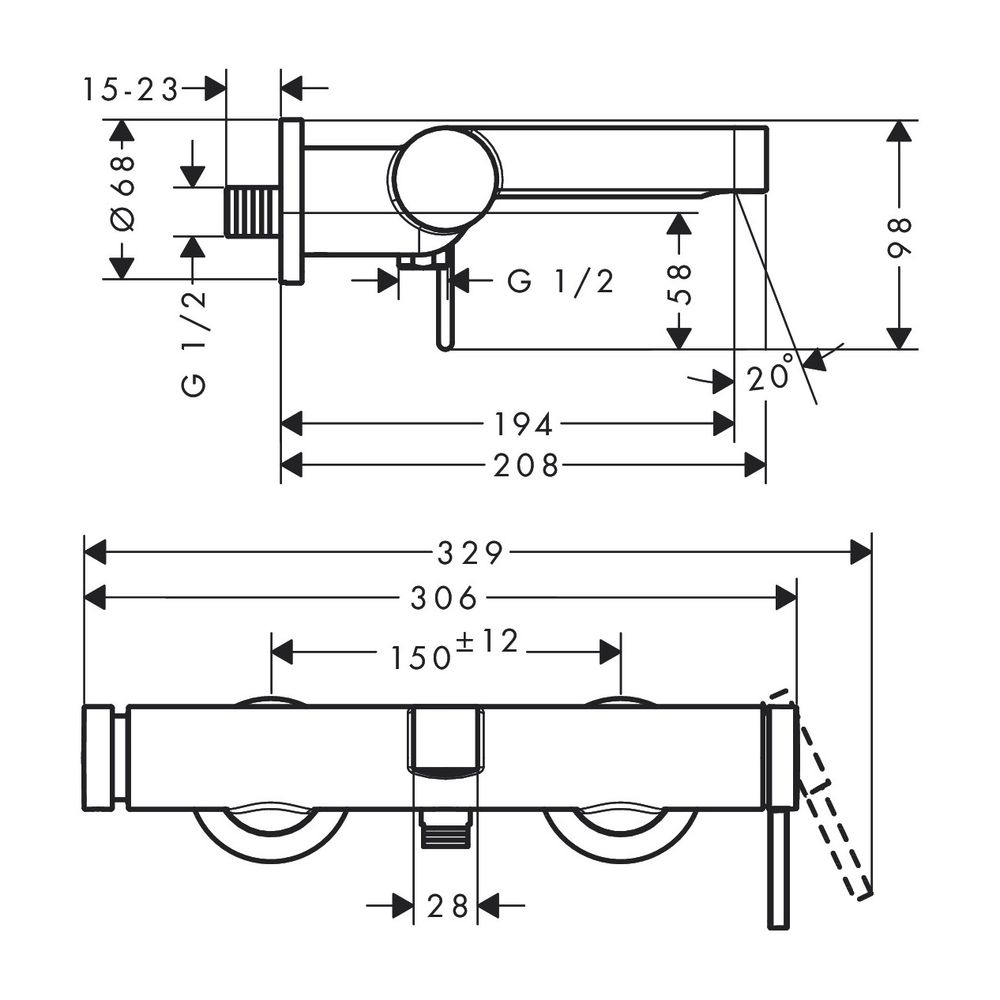 hansgrohe Wannenmischer Aufputz Finoris mattschwarz... HANSGROHE-76420670 4059625336762 (Abb. 2)