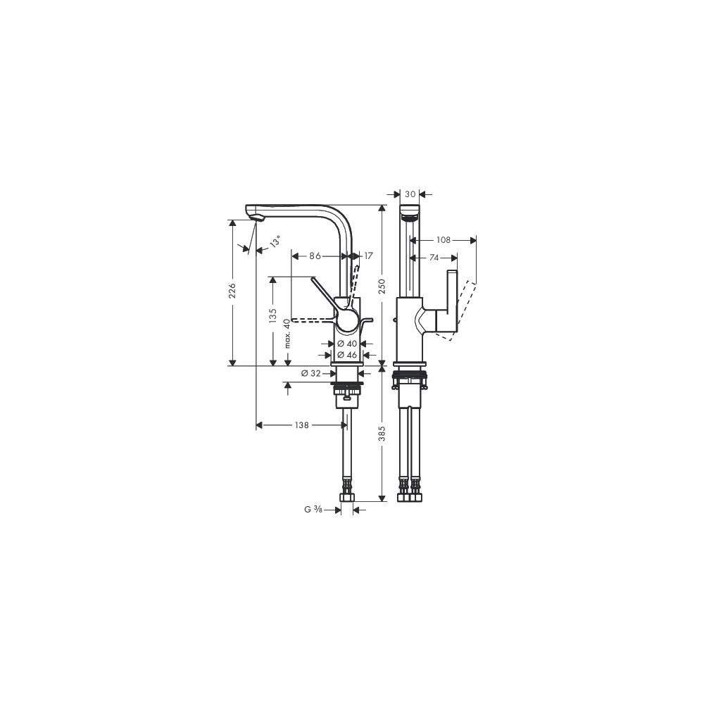 hansgrohe Waschtischmischer Metris S Schwenkauslauf chrom mit Zugstange... HANSGROHE-31159000 4011097677903 (Abb. 5)