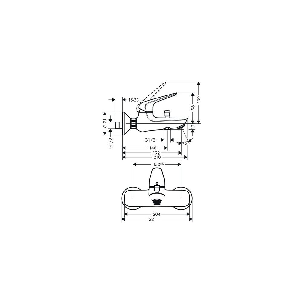 hansgrohe Novus Wannenmischer Aufputz, Chrom... HANSGROHE-71040000 4059625008577 (Abb. 5)