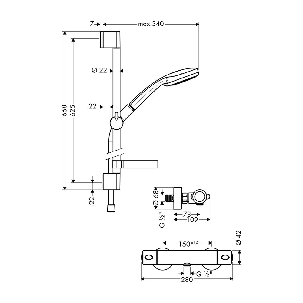 hansgrohe Brausenkombi Croma 100 Multi/Ecostat Comfort und Brausenstange Unica C 65... HANSGROHE-27086000 4011097537573 (Abb. 2)