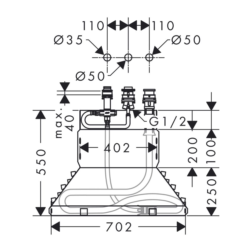 hansgrohe 3-Loch Wannenmischer Grundkörper für Wannenrandmontage... HANSGROHE-13437180 4011097660837 (Abb. 2)