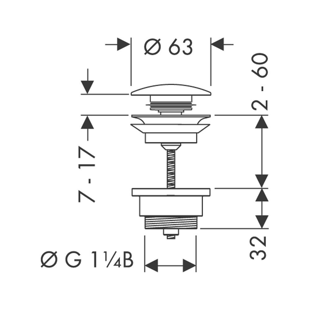 hansgrohe Ablaufventil push-open DN32 edelstahl-optik mit Überlaufloch... HANSGROHE-50100800 4011097369501 (Abb. 2)