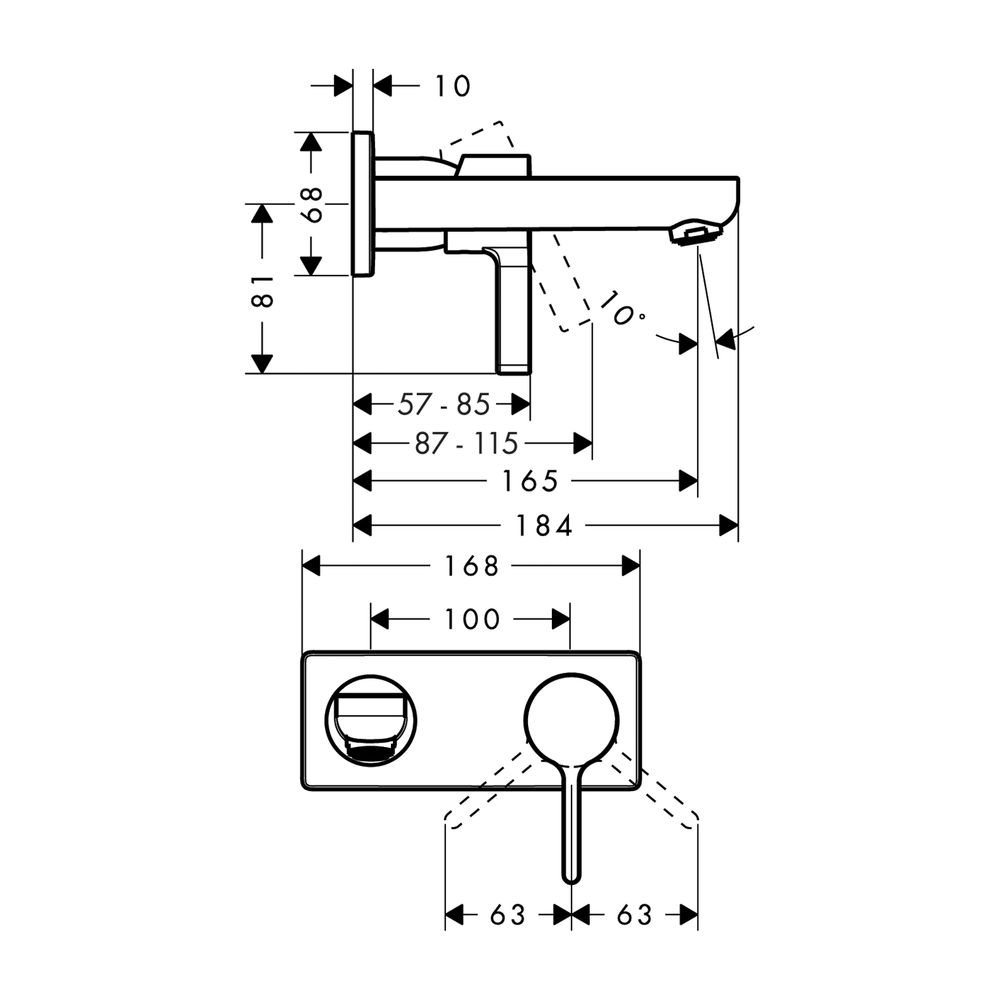 hansgrohe 2-Loch Waschtischarmatur Unterputz Metris S Fertigset chrom kurzer Auslau... HANSGROHE-31162000 4011097641867 (Abb. 2)