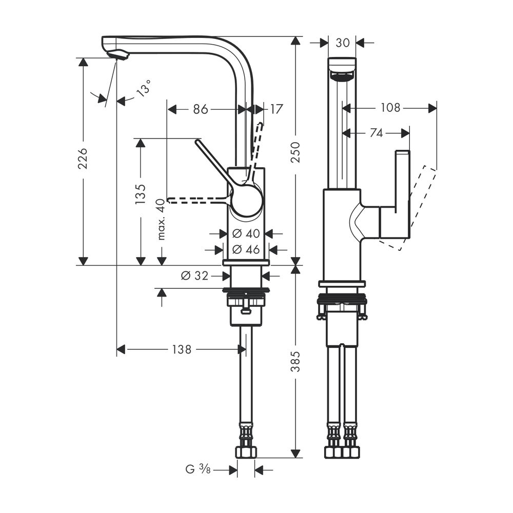 hansgrohe Waschtischmischer Metris S Schwenkauslauf chrom... HANSGROHE-31161000 4011097641850 (Abb. 2)