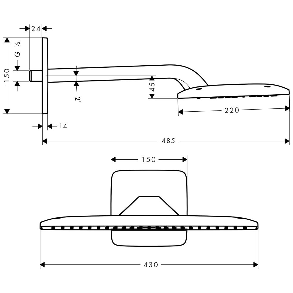 hansgrohe Kopfbrause Raindance E 420 Air 1jet 430x220mm mit Brausearm 385mm chrom... HANSGROHE-27372000 4011097625157 (Abb. 2)