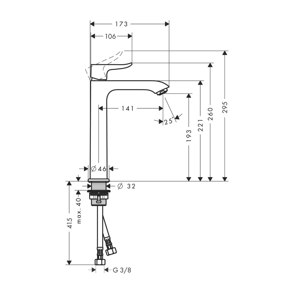 hansgrohe Waschtischmischer 200 Metris Highriser ohne Ablaufgarnitur chrom... HANSGROHE-31185000 4011097705149 (Abb. 2)