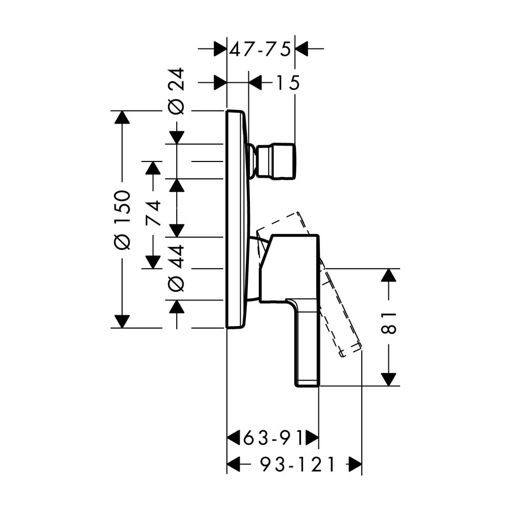 hansgrohe Wannenmischer Unterputz Metris S Fertigset chrom... HANSGROHE-31465000 4011097488547 (Abb. 2)