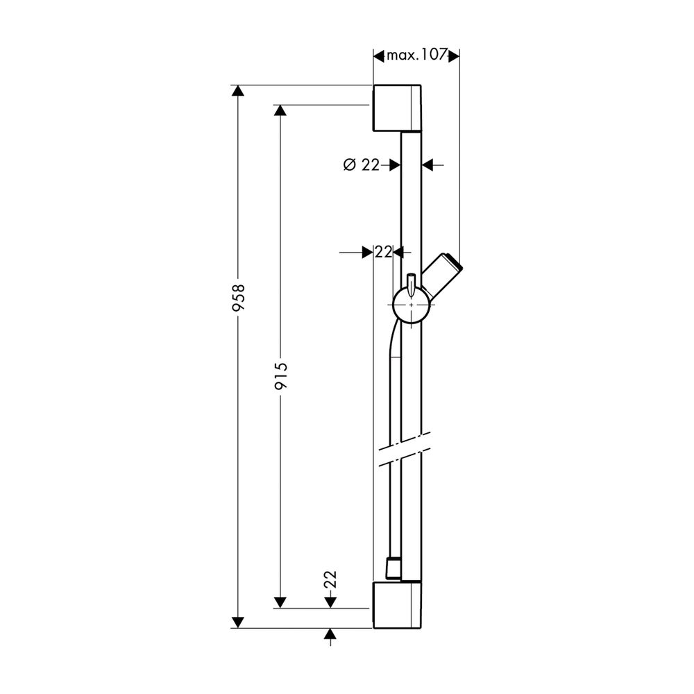 hansgrohe Brausenstange Unica C 900mm chrom mit Isiflex B 1600mm... HANSGROHE-27610000 4011097537504 (Abb. 2)