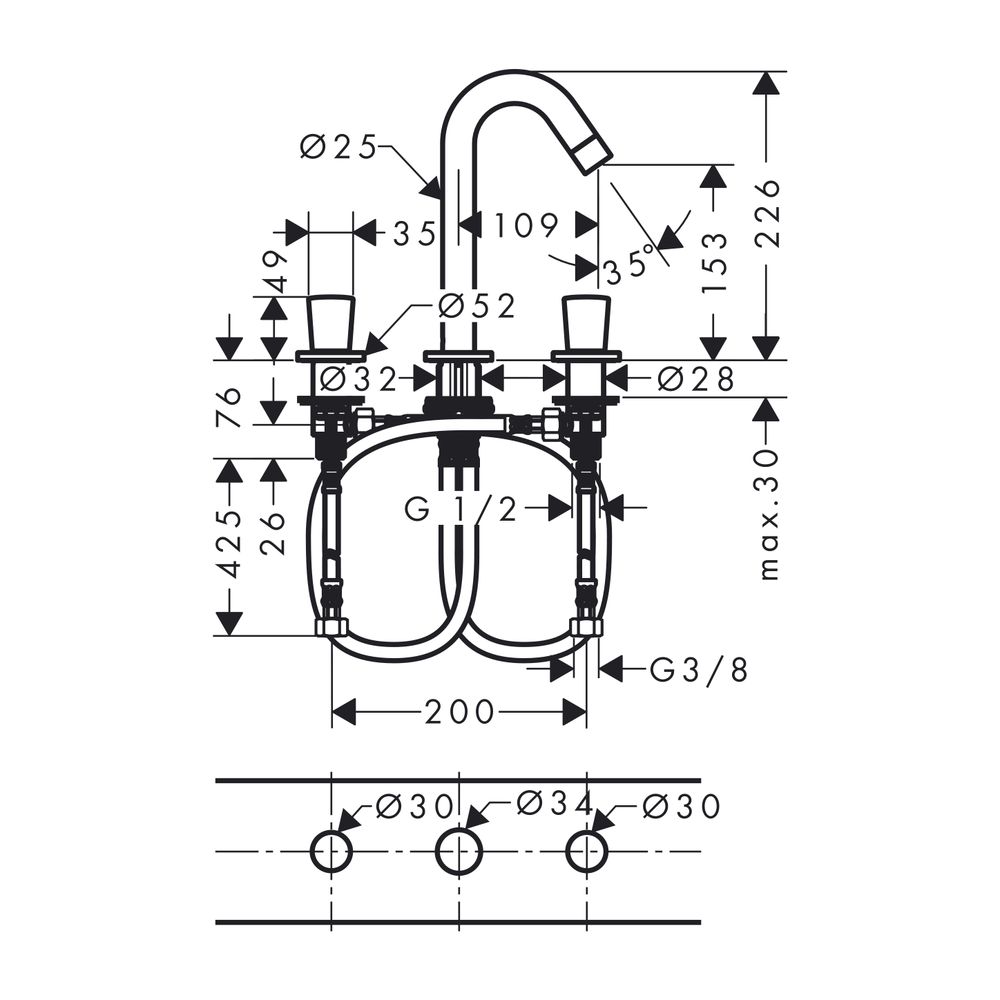 hansgrohe Logis  3-Loch Waschtischarmatur 150 chrom... HANSGROHE-71133000 4011097738468 (Abb. 2)