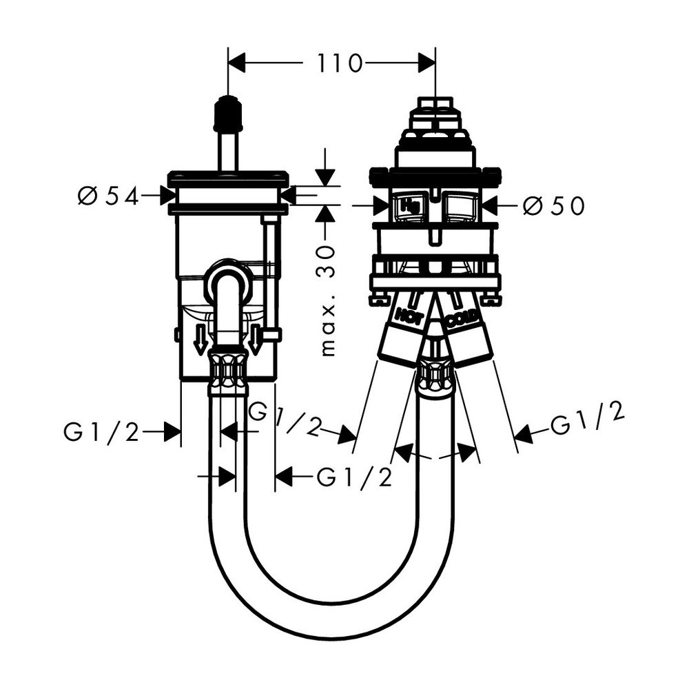 hansgrohe 2-Loch Wannenarmatur Grundkörper für Wannenrandmontage... HANSGROHE-13159180 4011097835310 (Abb. 2)