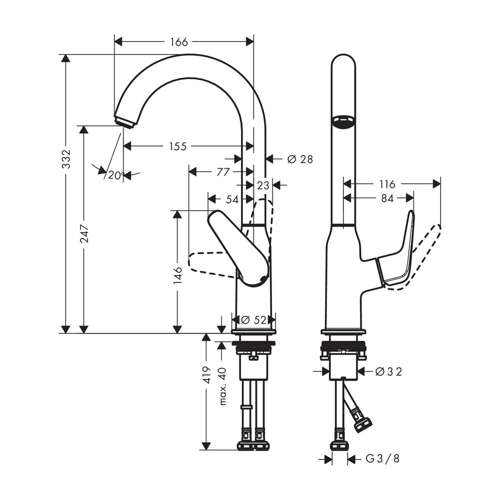 hansgrohe Waschtischmischer 240 Novus Schwenkauslauf ohne Ablaufgarnitur chrom... HANSGROHE-71128000 4059625034095 (Abb. 2)