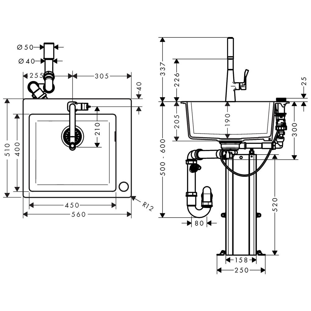 hansgrohe Select 220 Spülencombi 450 chrom C51-F450-01... HANSGROHE-43212000 4059625100554 (Abb. 1)