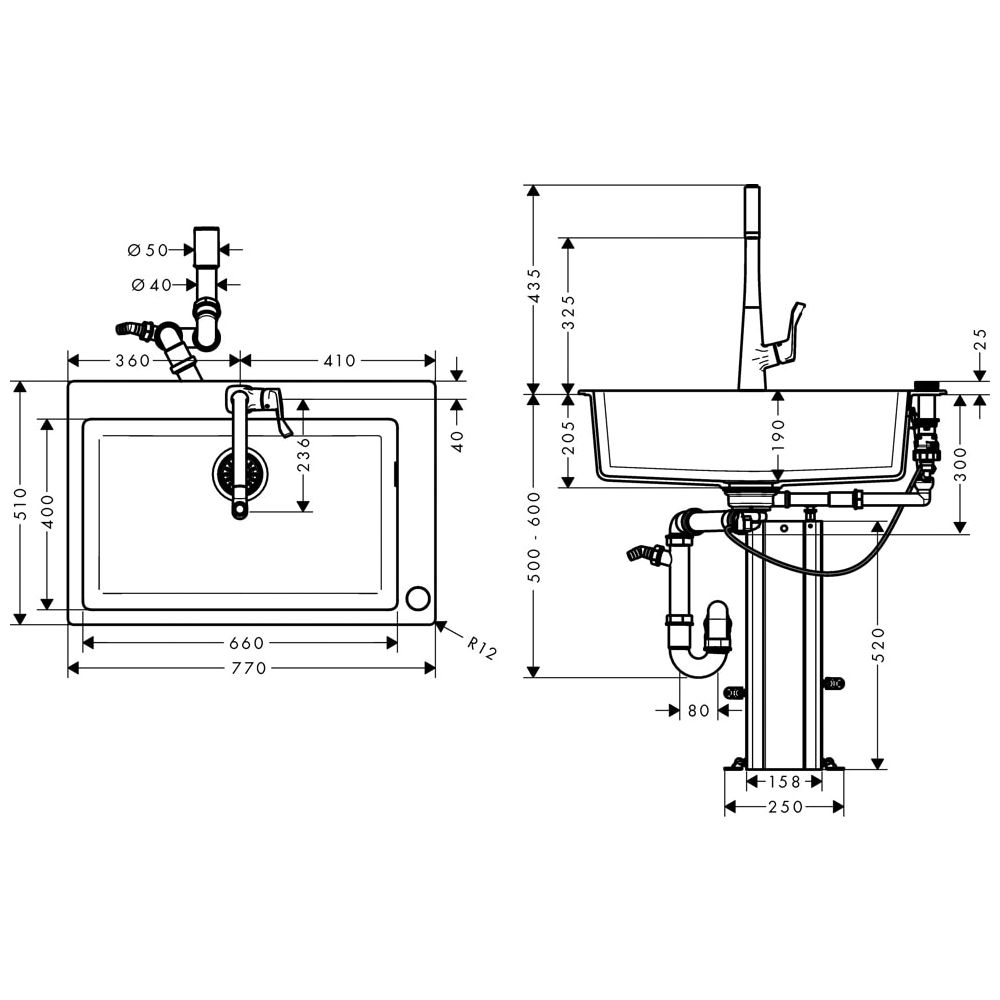 hansgrohe Select 320 Spülencombi 660 chrom C51-F660-02... HANSGROHE-43213000 4059625100547 (Abb. 1)