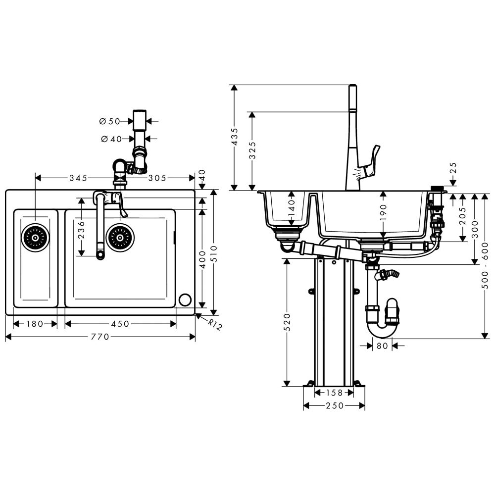 hansgrohe Select 320 Spülencombi 635 chrom C51-F635-04... HANSGROHE-43215000 4059625100523 (Abb. 1)