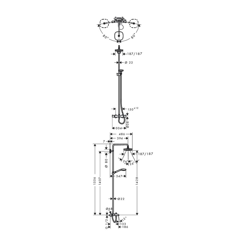 hansgrohe Showerpipe Croma Select E 180 Wanne weiß/chrom... HANSGROHE-27352400 4011097769028 (Abb. 2)