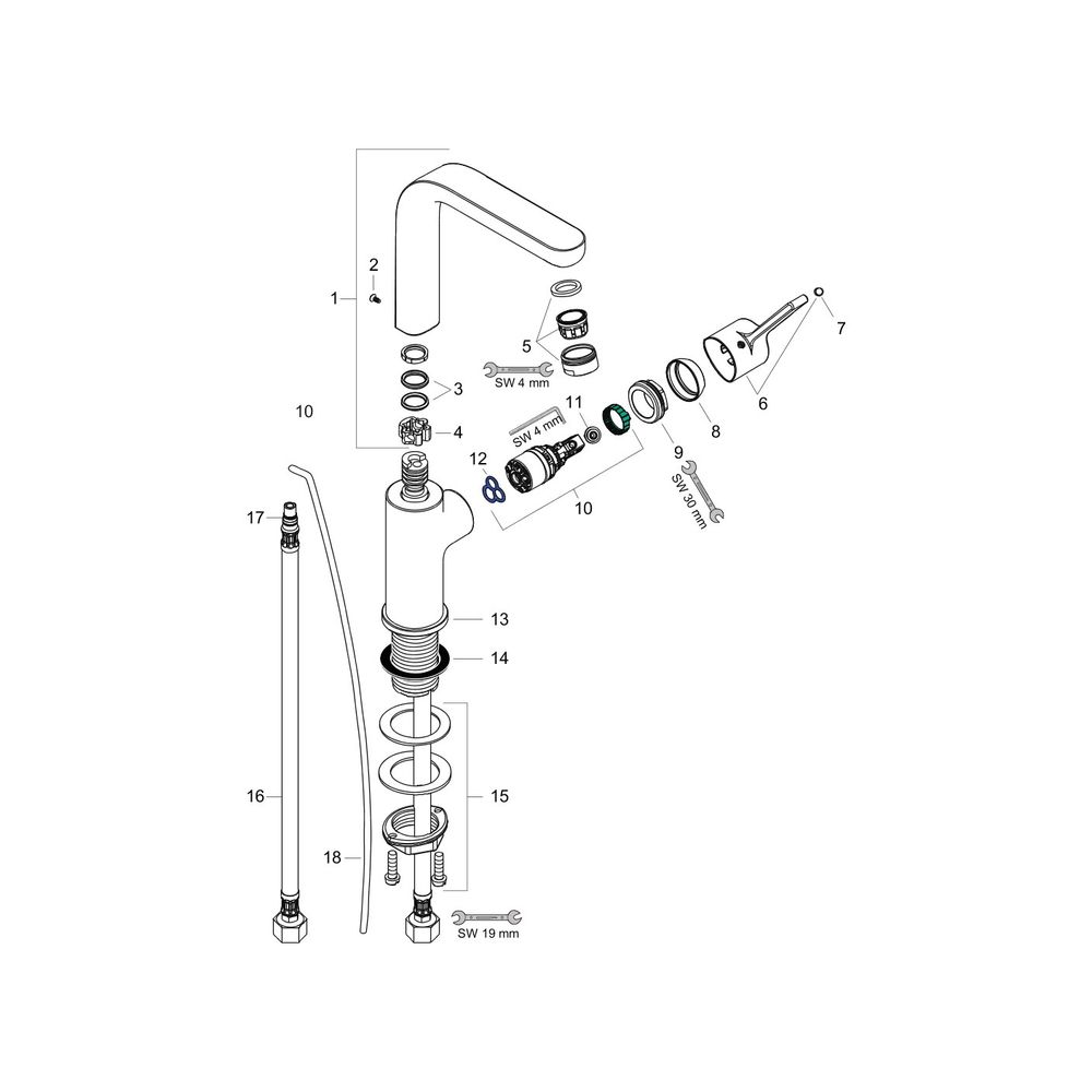 hansgrohe Waschtischmischer Metris S Schwenkauslauf chrom mit Zugstange... HANSGROHE-31159000 4011097677903 (Abb. 4)