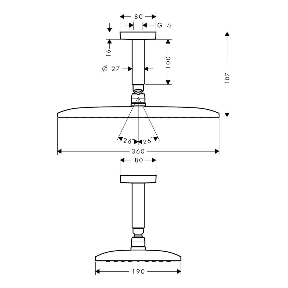 hansgrohe Raindance E Kopfbrause 360mm 1jet 16,5l/min mit Deckenanschluss, Chrom... HANSGROHE-27381000 4011097625133 (Abb. 3)
