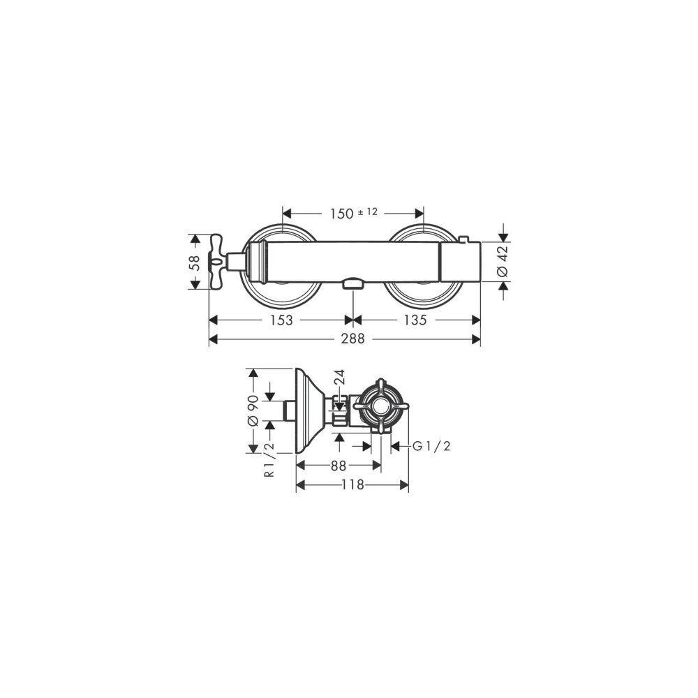 Hansgrohe AXOR Montreux Brausethermostat Aufputz, 16l/min, Kreuzgriff, Brushed Nick... HANSGROHE-16261820 4011097518237 (Abb. 3)